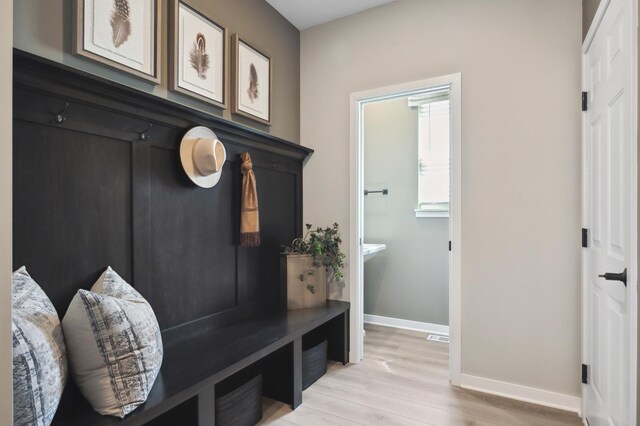 mudroom featuring light hardwood / wood-style floors