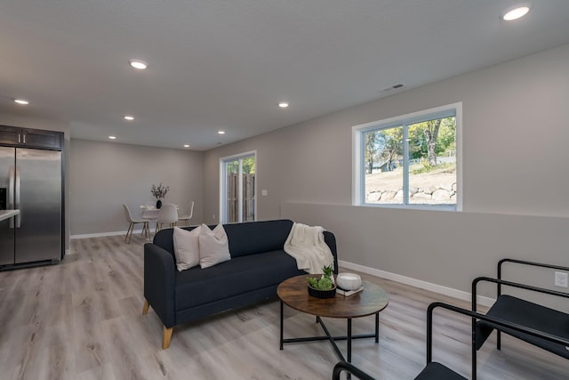 living room featuring light hardwood / wood-style floors