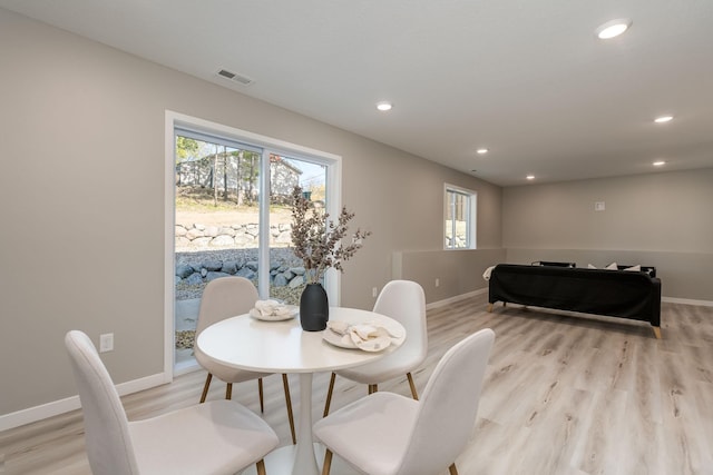 dining area featuring light hardwood / wood-style floors