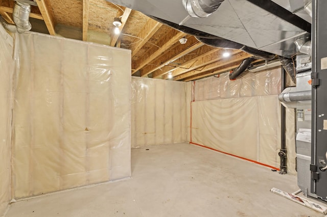 basement with heating unit