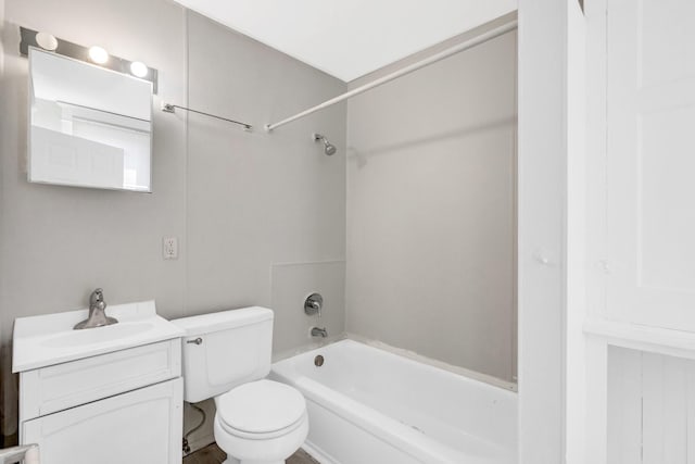 full bathroom featuring vanity, toilet, and  shower combination