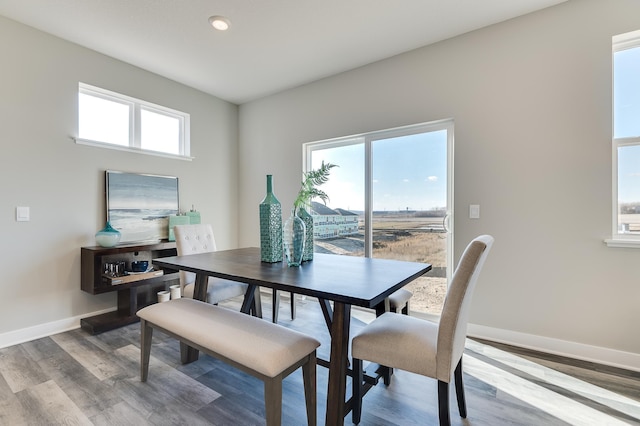 dining area featuring light hardwood / wood-style floors