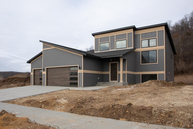 modern home featuring a garage