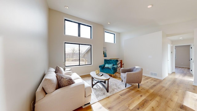 living room featuring light wood-type flooring