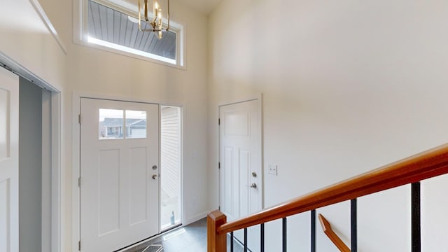 foyer with a high ceiling