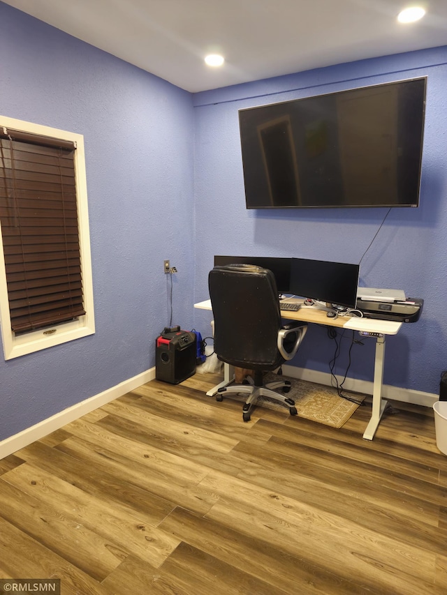 home office featuring wood-type flooring