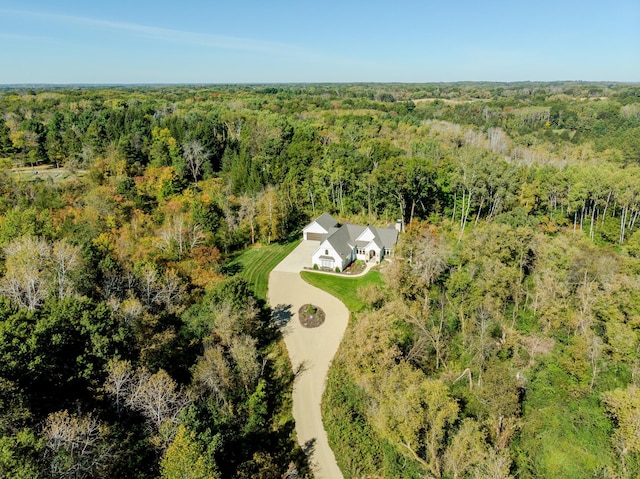 drone / aerial view with a forest view