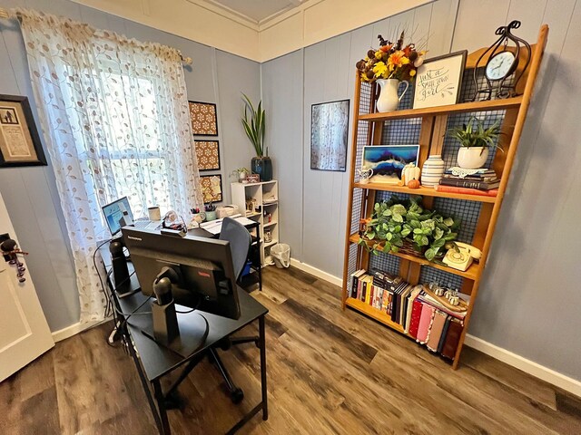 office area featuring wood-type flooring