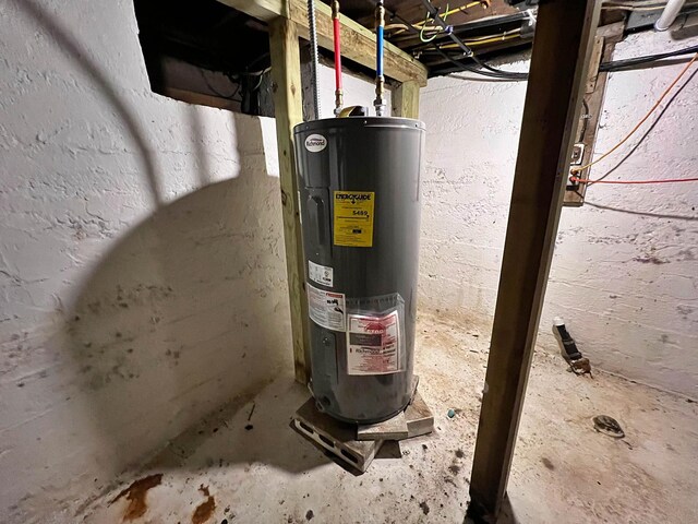 utility room with water heater