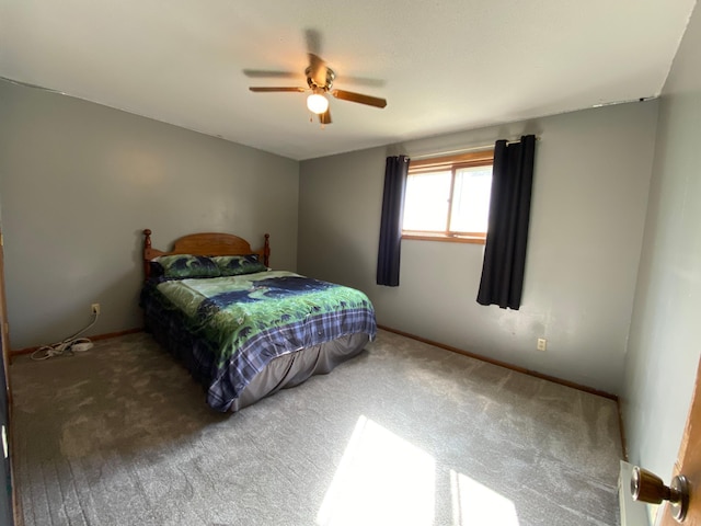 bedroom with carpet and ceiling fan