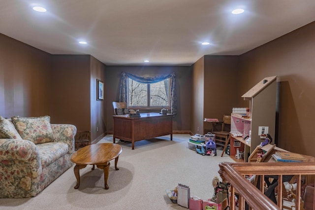 interior space with light colored carpet