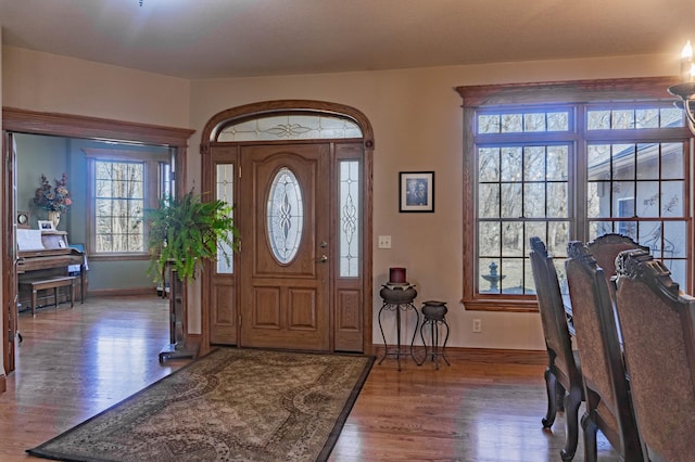 foyer entrance with dark hardwood / wood-style flooring