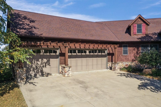 view of property exterior with a garage