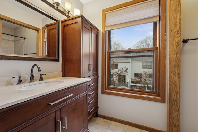 bathroom featuring vanity and tile patterned floors