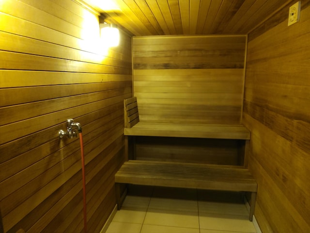 view of sauna / steam room with tile patterned flooring