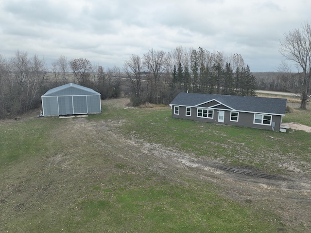 exterior space featuring a storage shed