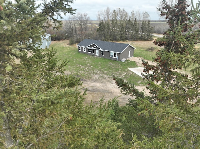 drone / aerial view with a rural view