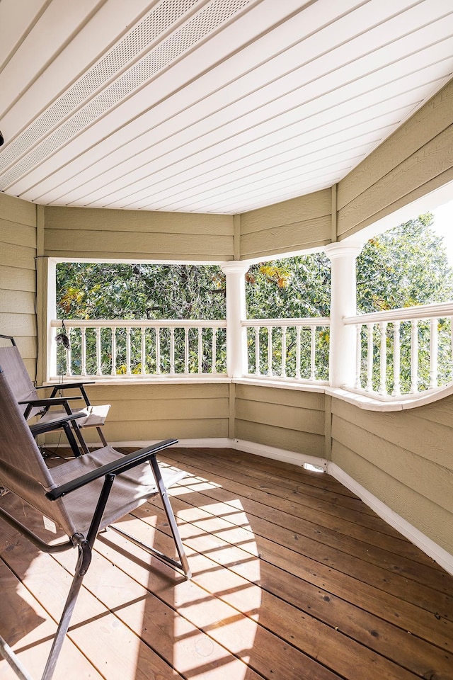 view of unfurnished sunroom