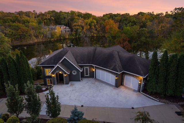 view of front of property with a garage