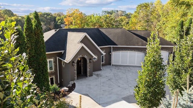 view of front of house with a garage