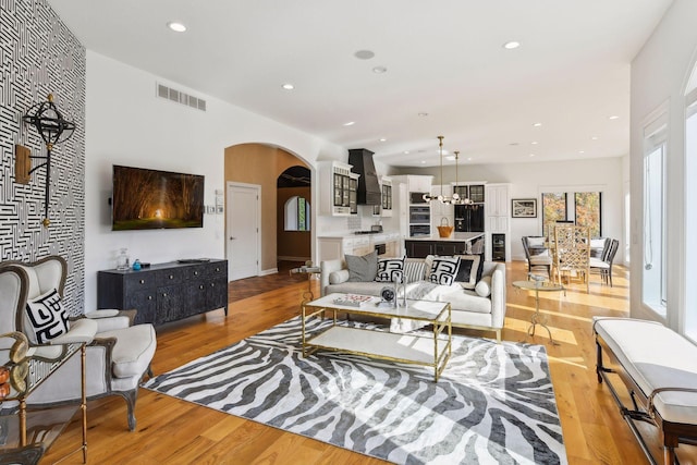 living room featuring light hardwood / wood-style flooring