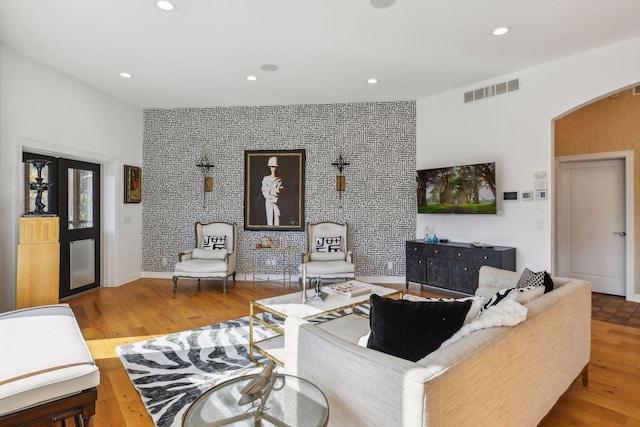 living room featuring hardwood / wood-style floors