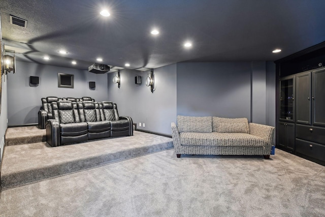 view of carpeted cinema room