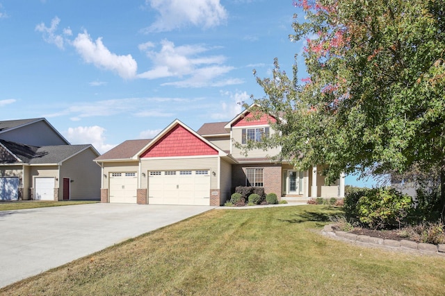 view of front facade featuring a garage and a front yard