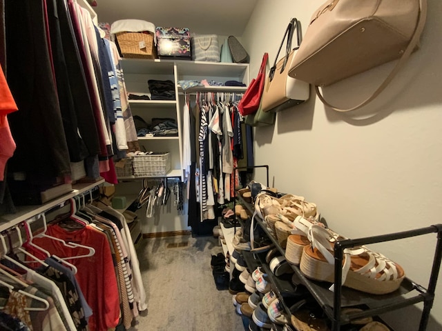 spacious closet featuring carpet floors