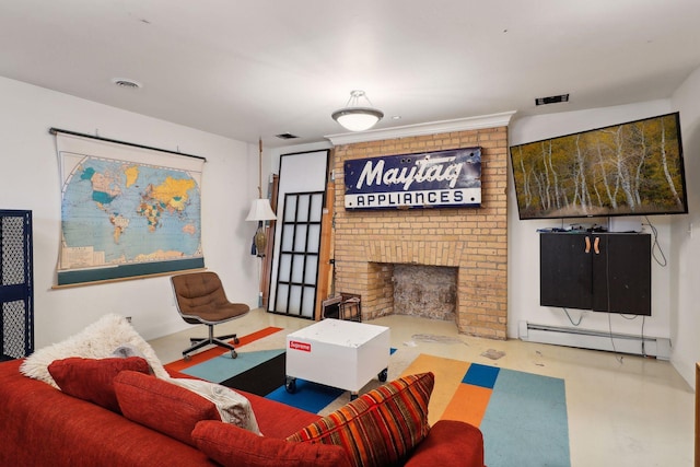 1920 Pillsbury Ave S, Minneapolis, MN 55403 - living area featuring baseboard heating and a fireplace