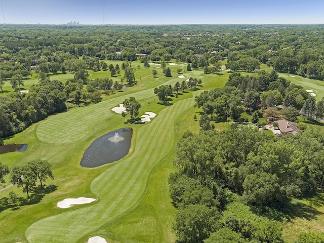 drone / aerial view featuring golf course view