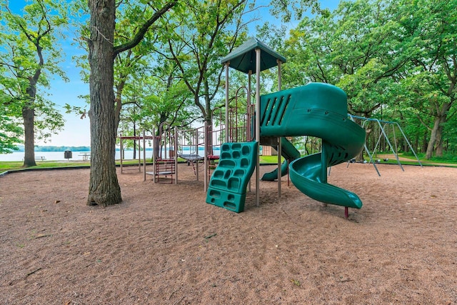 community playground with a water view