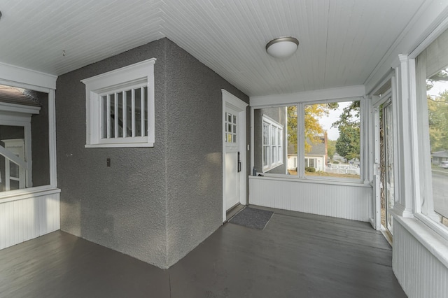 view of unfurnished sunroom