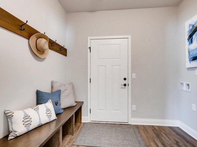 mudroom with hardwood / wood-style floors