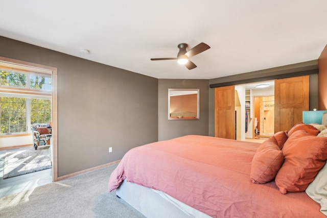 bedroom featuring carpet floors and ceiling fan