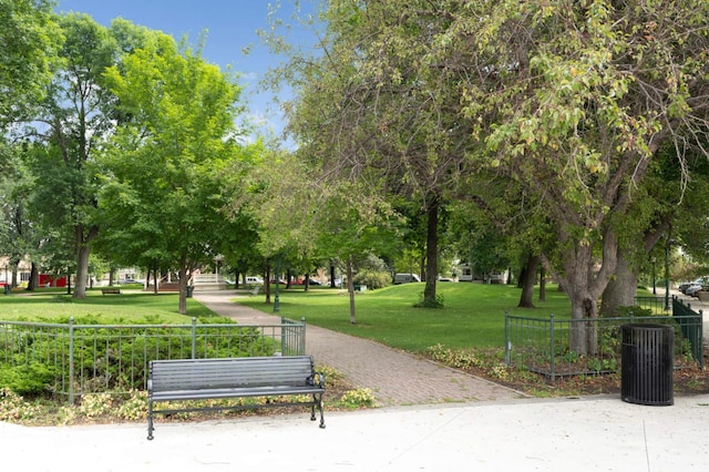 view of home's community with a lawn