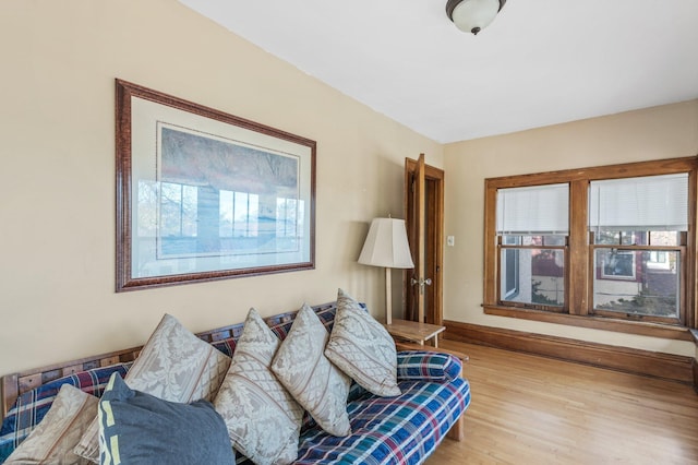 living room with light hardwood / wood-style floors