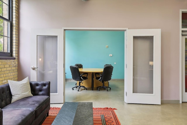 living room featuring french doors