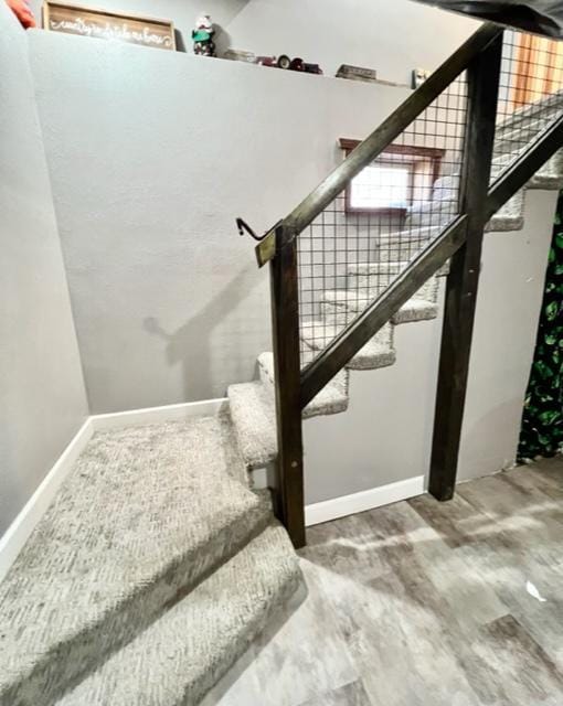 staircase featuring hardwood / wood-style flooring