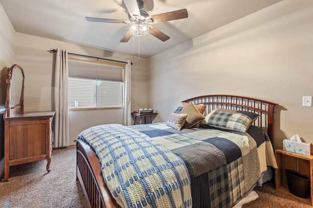 bedroom featuring carpet floors and ceiling fan