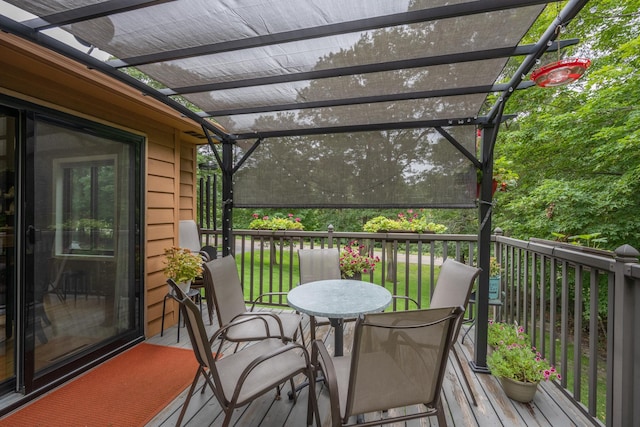 deck featuring a pergola