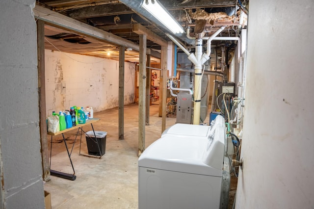 basement with separate washer and dryer