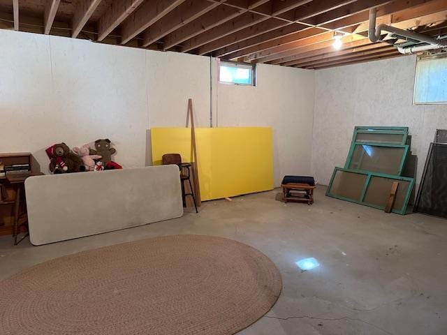 basement with a healthy amount of sunlight