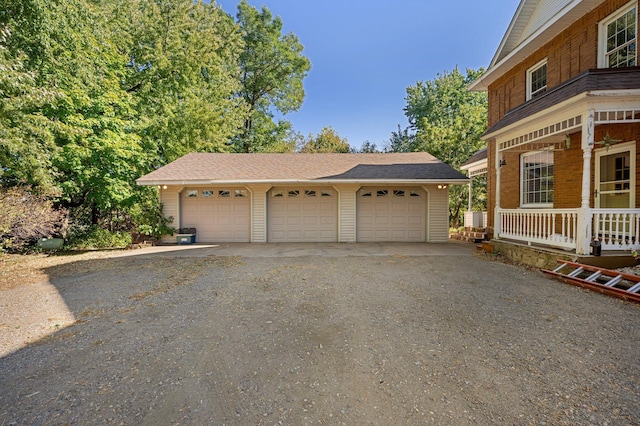 garage with a porch