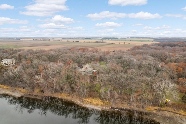 bird's eye view with a rural view and a water view