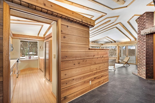 interior space featuring lofted ceiling