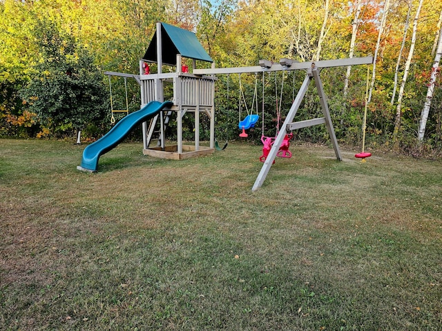 view of play area with a yard