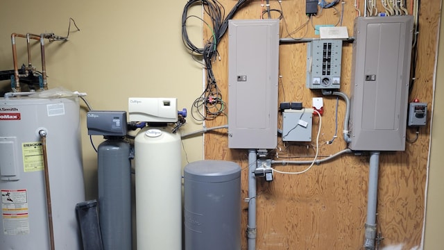 utilities featuring electric panel and water heater