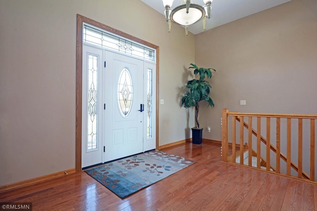 entrance foyer featuring wood-type flooring