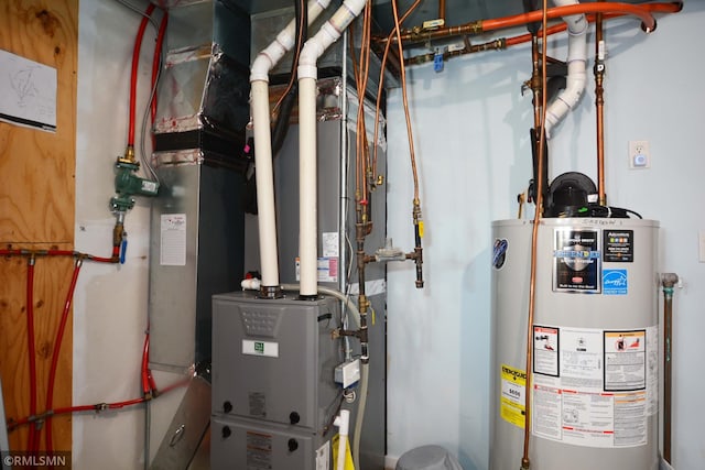 utility room featuring water heater